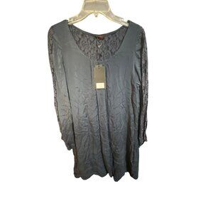 Carla Conti Navy Lace Long Sleeve Silk Tunic Size M‎ NWT
